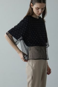 ラインストーンシアートップス - RHINESTONE SHEER TOPS BLACK