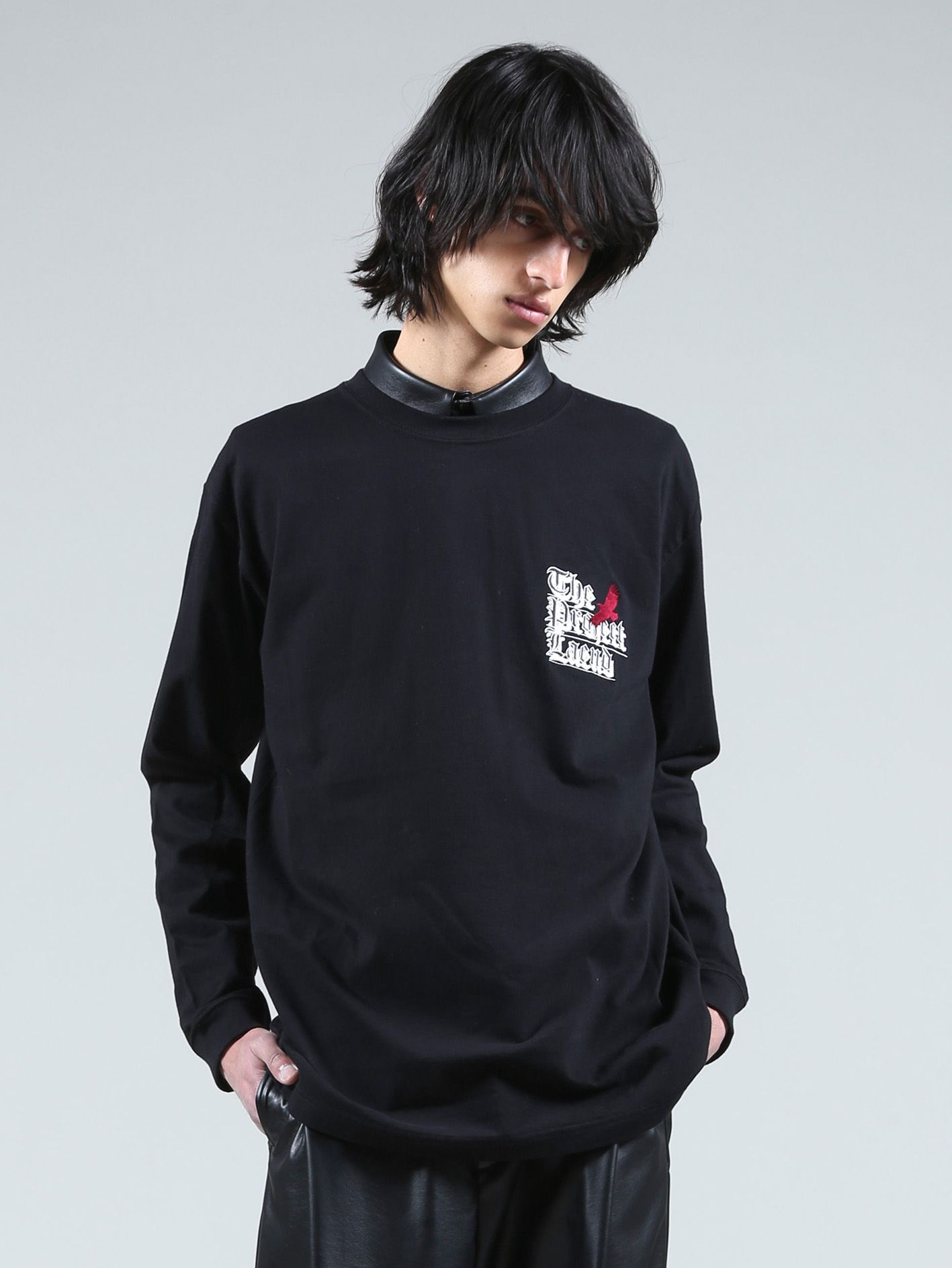 ロゴ刺繍ロングスリーブTシャツ - Embroidery Long Sleeve T Shirt - BLACK