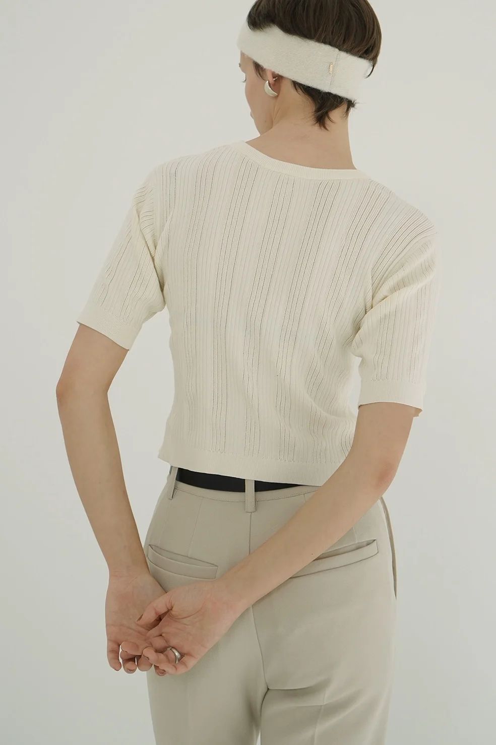 ファイスリブ ニット カーディガン - W FACE RIB KNIT CARDIGAN - IVORY