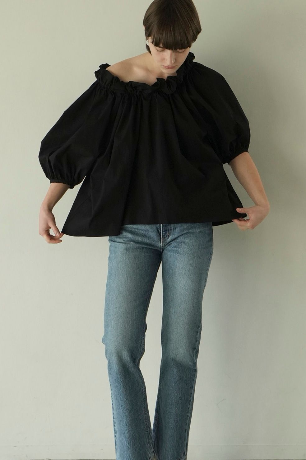 CLANE - パフネックトップス - 2WAY PUFF NECK TOPS - BLACK