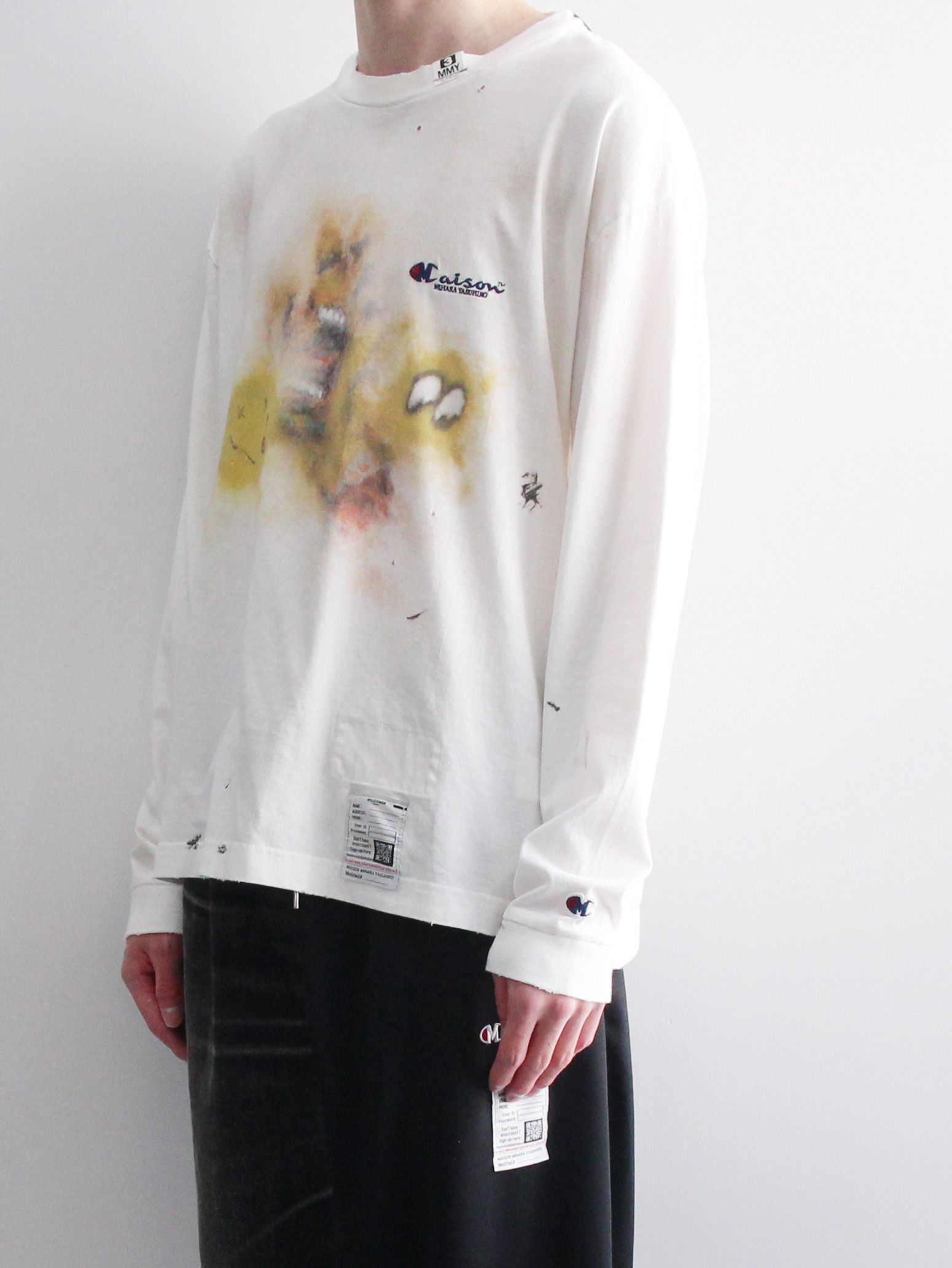 ディストレスト ロング スリーブ カットソー - DISTRESSED L/S SH - WHITE