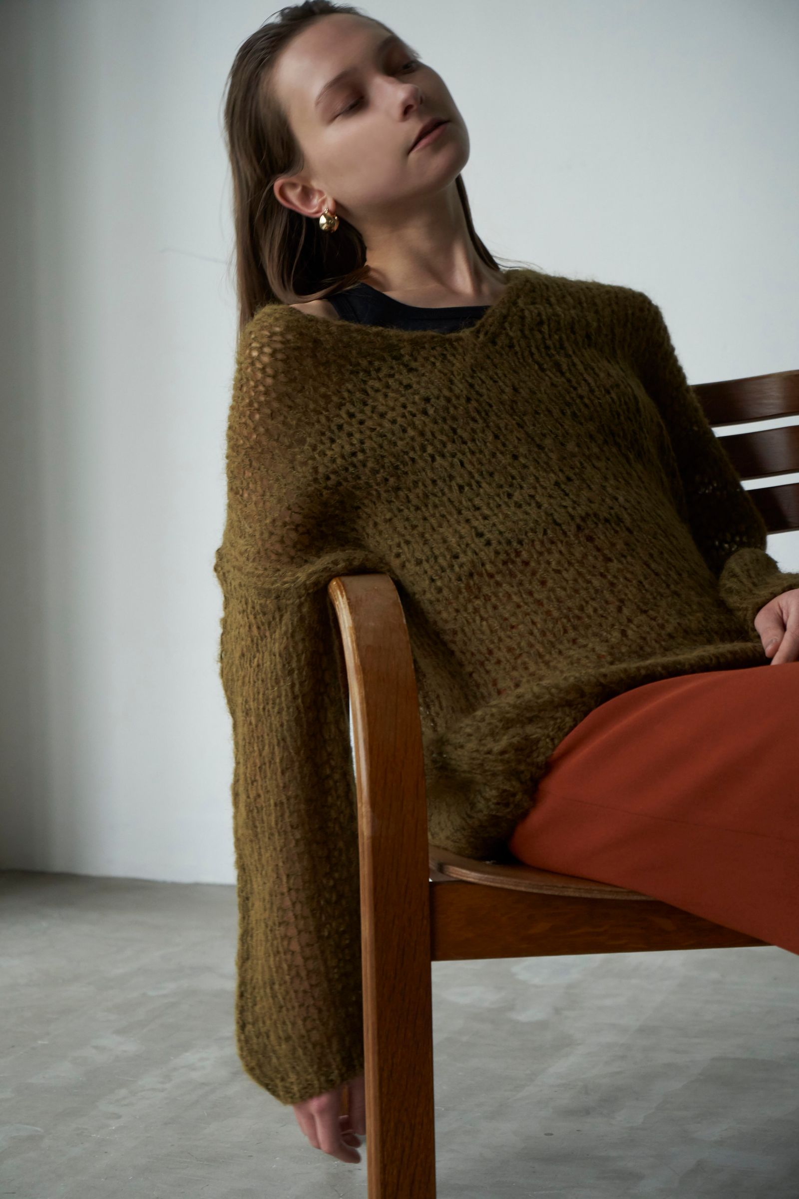 CLANE V NECK LOOSE MOHAIR KNIT TOPS クラネ