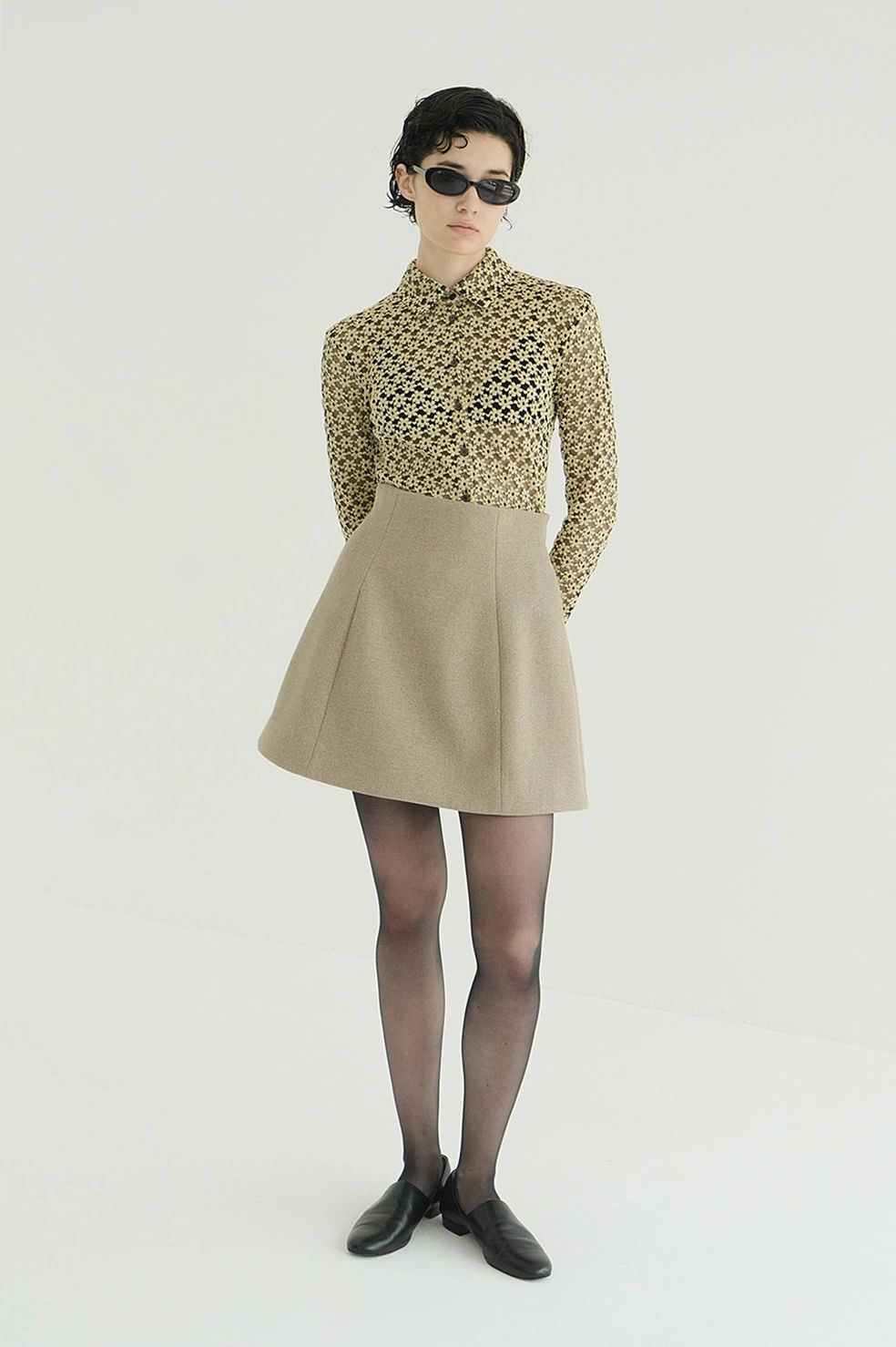 ミニスカート -  CONSTRUCTIVE MINI SKIRT (BEIGE)