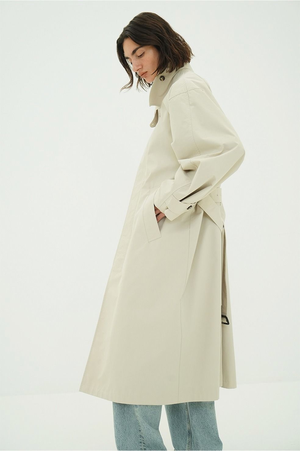 ステンカラーコート	- BULKY LINE STAIN COAT (BEIGE)