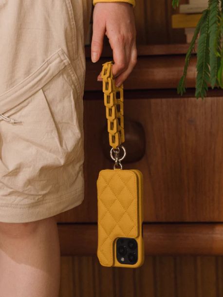 アイフォンケース ハンドストラップ レクタングル ｜Hand STRAP Rectangle (サフランイエロー)