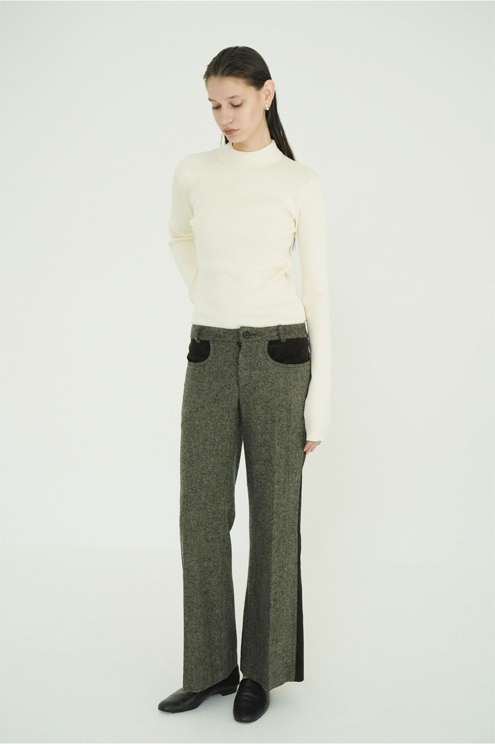 【26AW】 ハイネックリブニットトップス -  H/N RIB KNIT TOPS （IVORY）