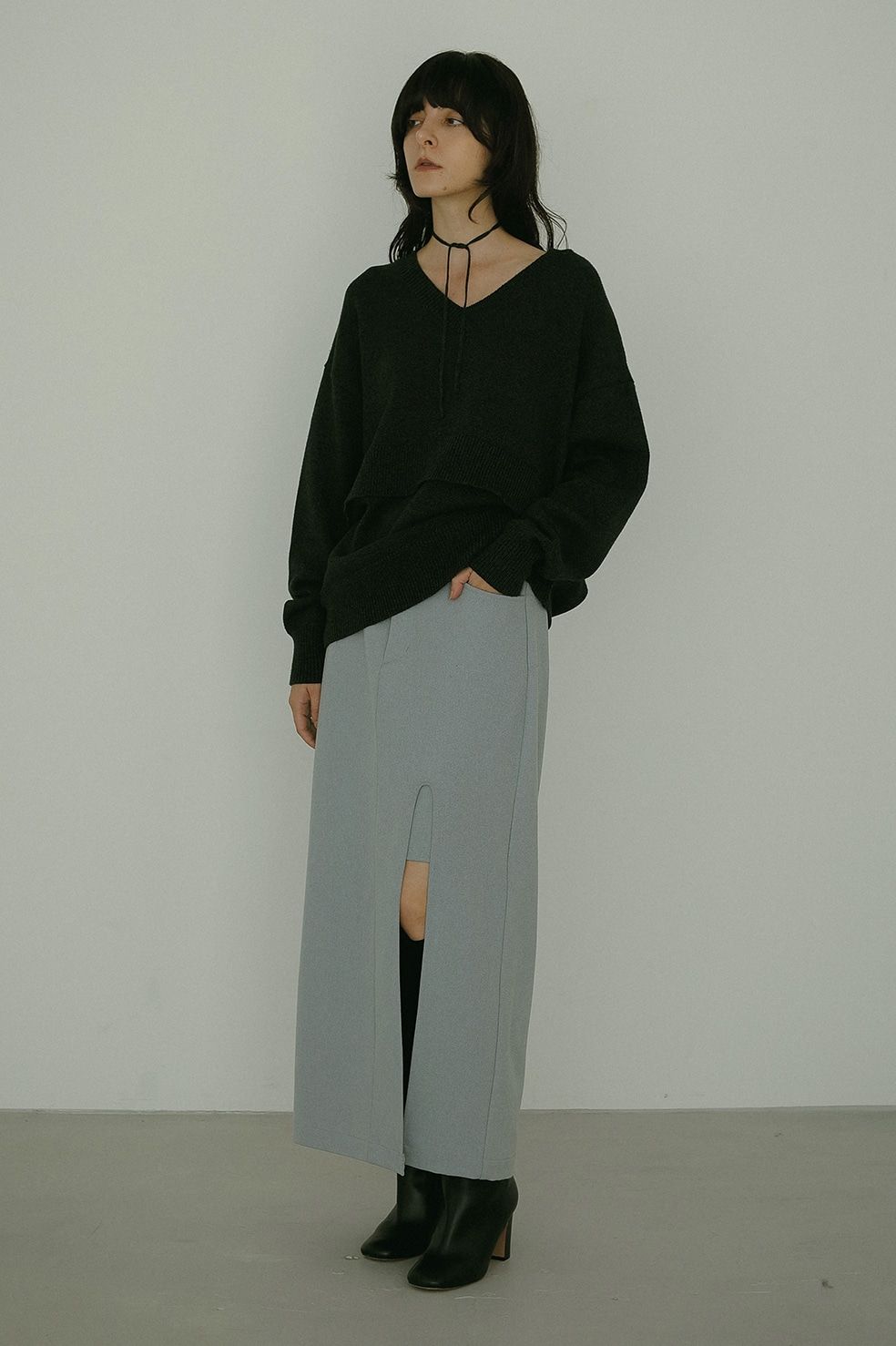 SLIT LAYERED SKIRT - スリットレイヤードミニスカート - LIGHT BLUE