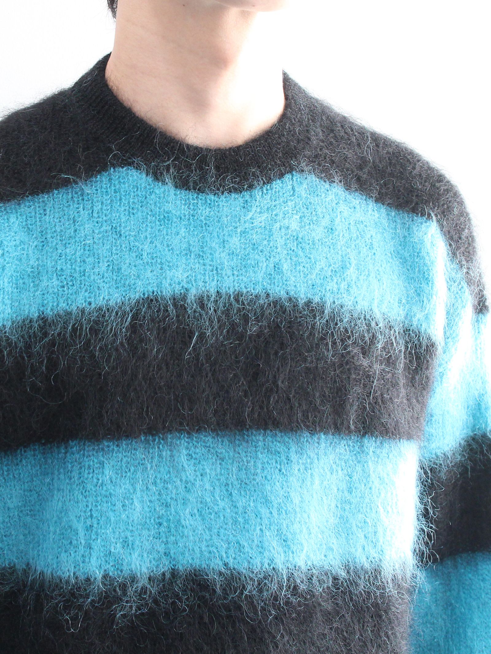 KIDILL - モヘア ボーダーニット - MOHAIR BORDER KNIT - BLACK × SKY 