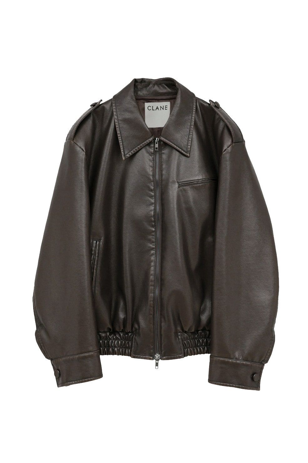 バルキーラインシングルレザージャケット - BULKY LINE SINGLE LEATHER JACKET (BROWN)