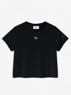 【レディース】 ベイビー フォックス パッチ ベイビー Tシャツ ブラック 半袖 コットン100％ ボクシーフィット カジュアル ストリート シンプル おしゃれ