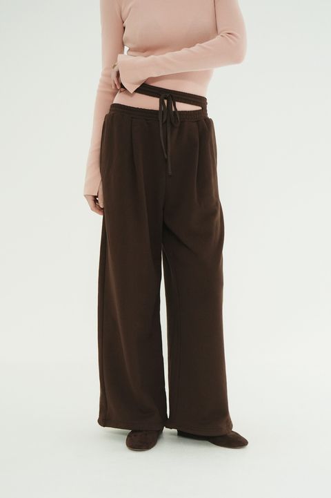 スラッシュ ウエスト スウェットパンツ - SLASH WAIST SWEAT PANTS (BROWN)