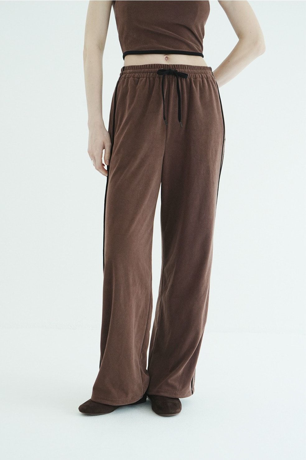 パイルセットアップ - PILE CONTRAST LINE SET UP (BROWN)