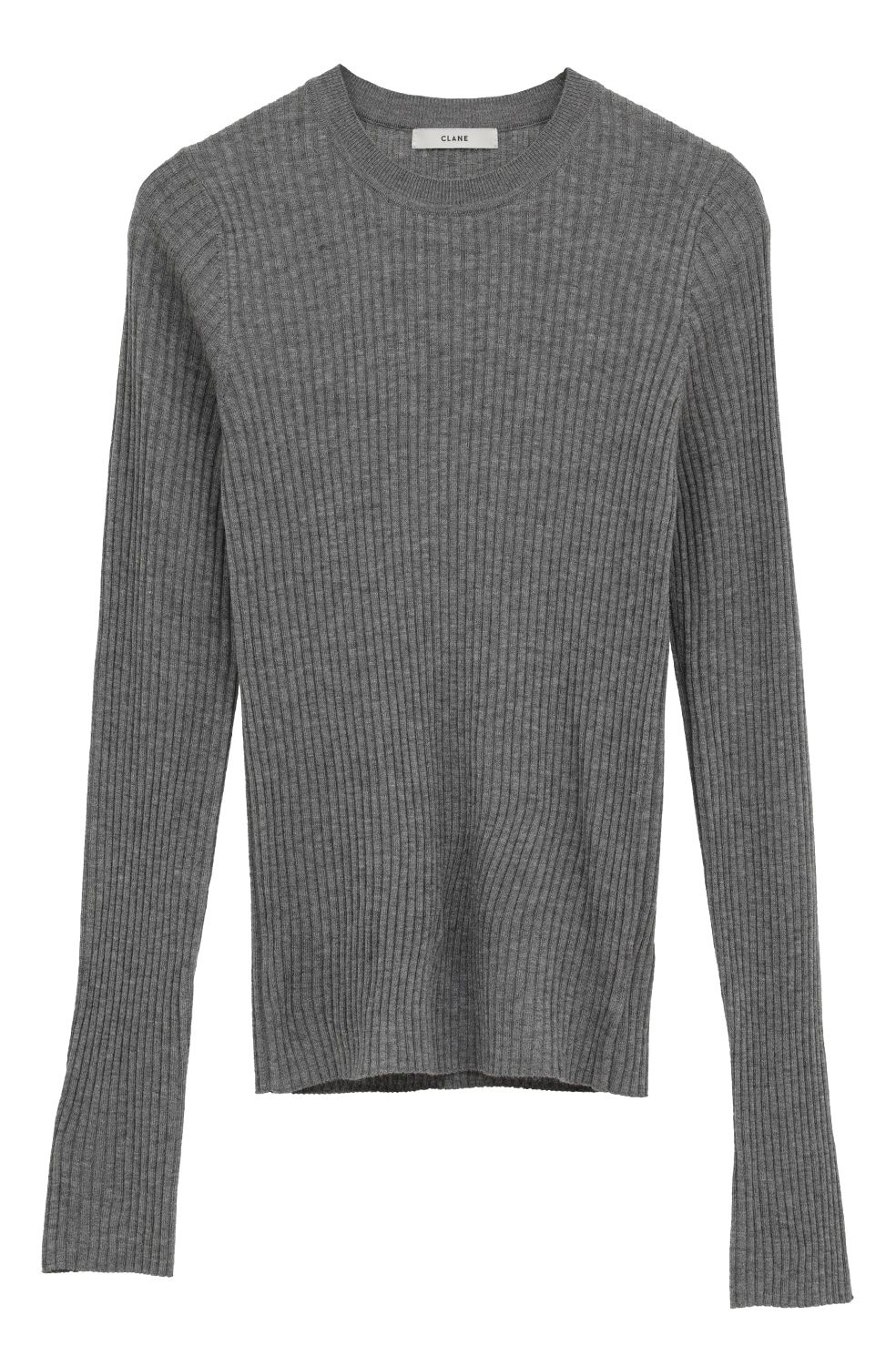 シアーリブニットカットソー | SHEER RIB KNIT TOPS (GREY)