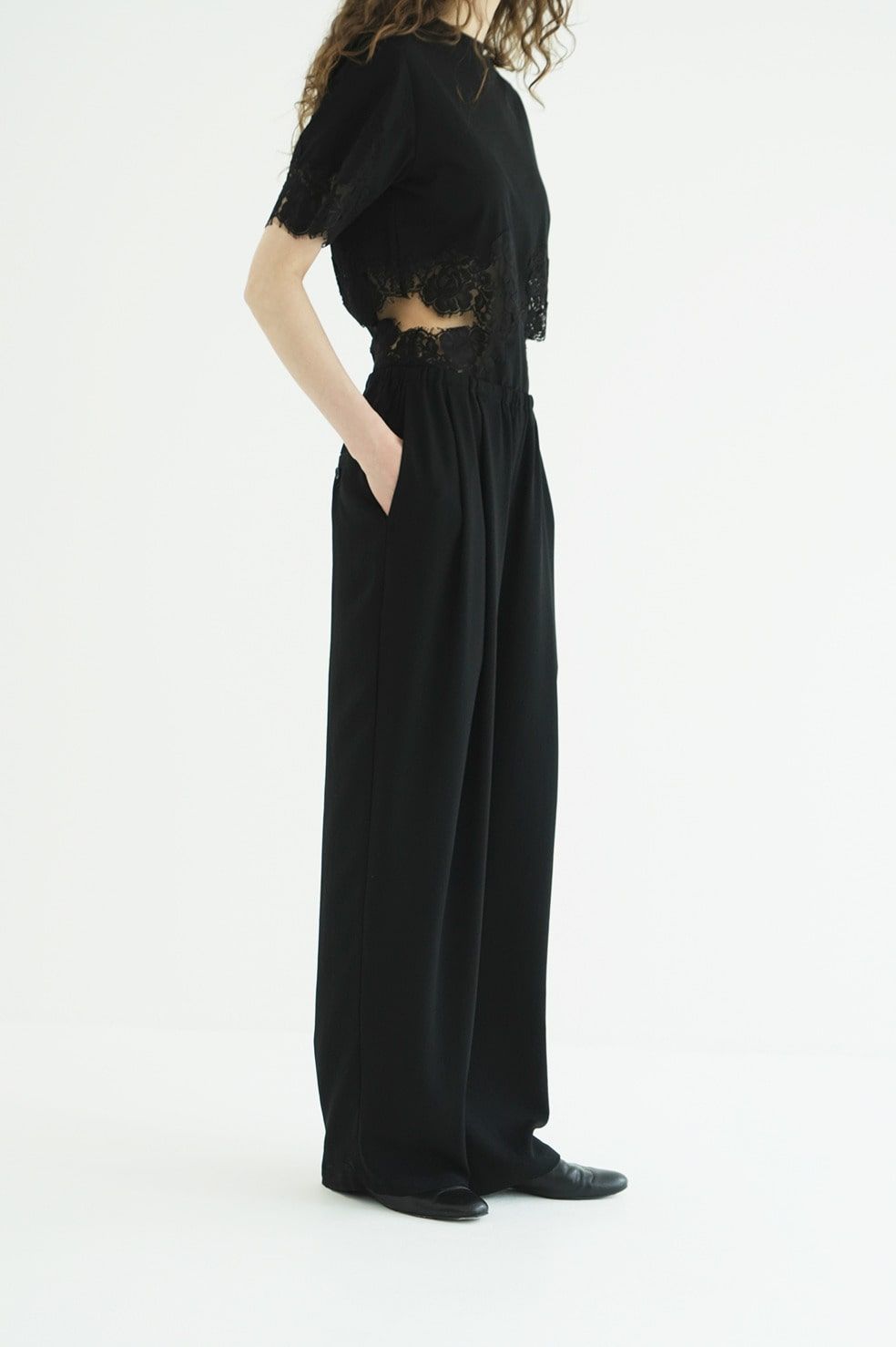 ドローストリングルーズタックパンツ - DRAWSTRING LOOSE TUCK PANTS(BLACK)