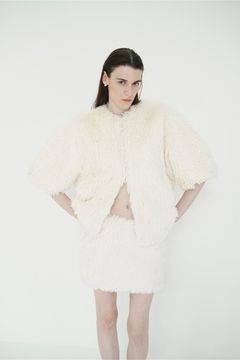 フェイクファーミニスカート - FAKE FUR MINI SKIRT (IVORY)