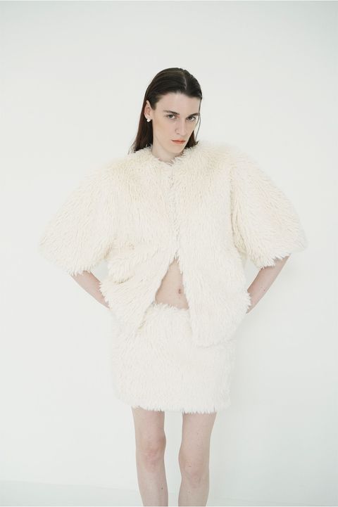 フェイクファーミニスカート - FAKE FUR MINI SKIRT (IVORY)