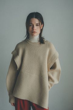 2WAY SLANT KNIT TOPS - スラントニットトップス - IVORY