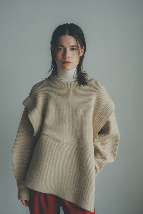 2WAY SLANT KNIT TOPS - スラントニットトップス - IVORY