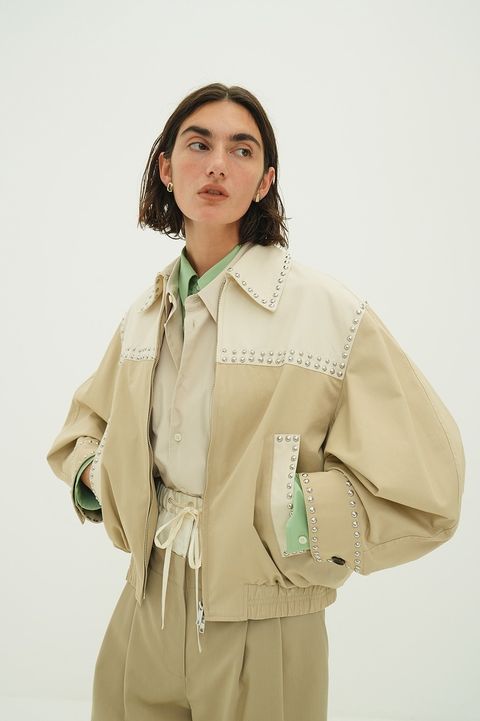 スタッズ ドリズラージャケット - W COLOR STUDDED DRIZZLER JACKET (BEIGE)