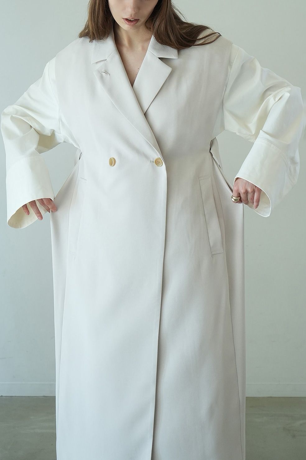 ダブル ブレスト ロングジレ -  DOUBLE BREASTED GILET - IVORY