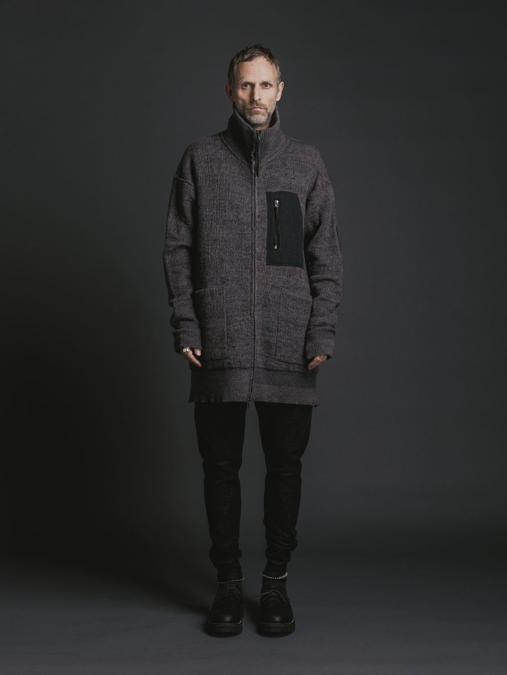 The Viridi-anne - 綿カシミヤ ニットブルゾン - high neck zip
