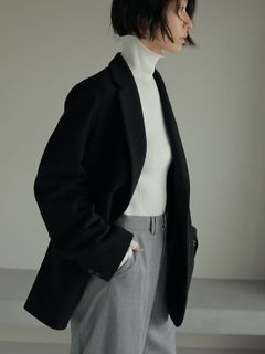 ウーリーシングルジャケット - BLACK