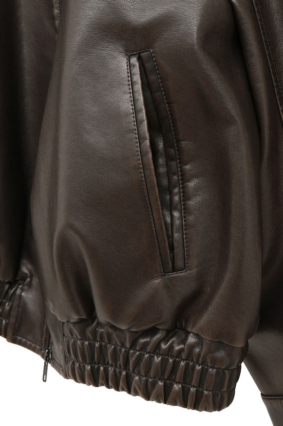 バルキーラインシングルレザージャケット - BULKY LINE SINGLE LEATHER JACKET (BROWN)