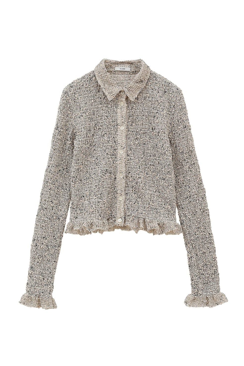 ミックメッシュギャザーシャツ -  MIX MESH GATHER SHIRT - IVORY