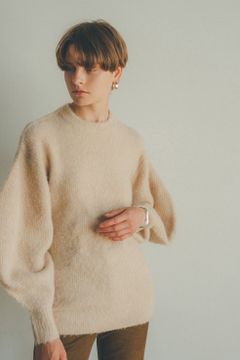 ROUND SLEEVE MOHAIR KNIT TOPS - ラウンドスリーブモヘアニットトップス - IVORY