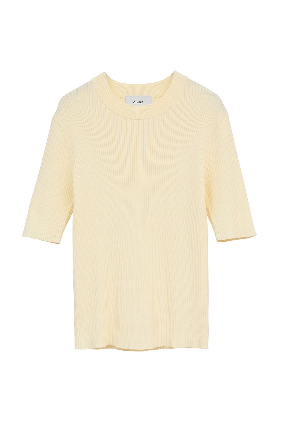 ハイネック 半袖リブニットトップス - H/N HALF SLEEVE RIB KNIT TOPS (YELLOW）