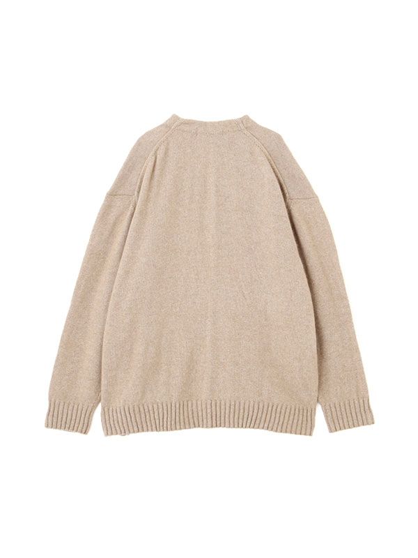 プレーンステッチVネックニットカーディガン (BEIGE)