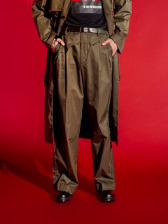 レイヤードワイドスラックス - LAYERED WIDE TROUSERS MOSSGREEN