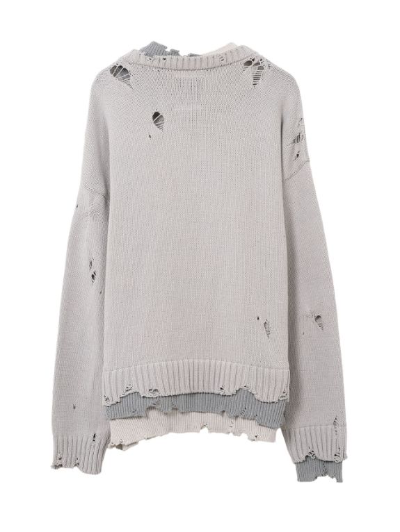 トリプル レイヤード ニット セーター - Triple Layered Knit Sweater (GREY)
