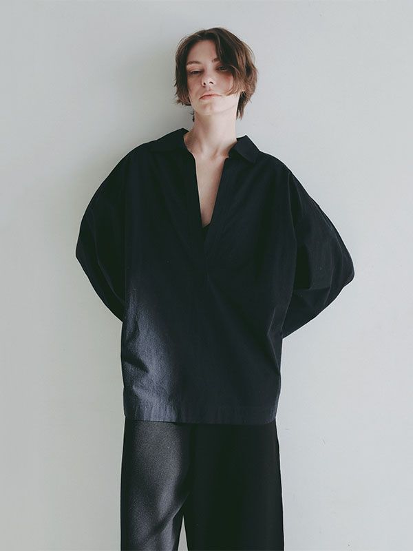 コットンシルクスキッパーシャツ - NAVY