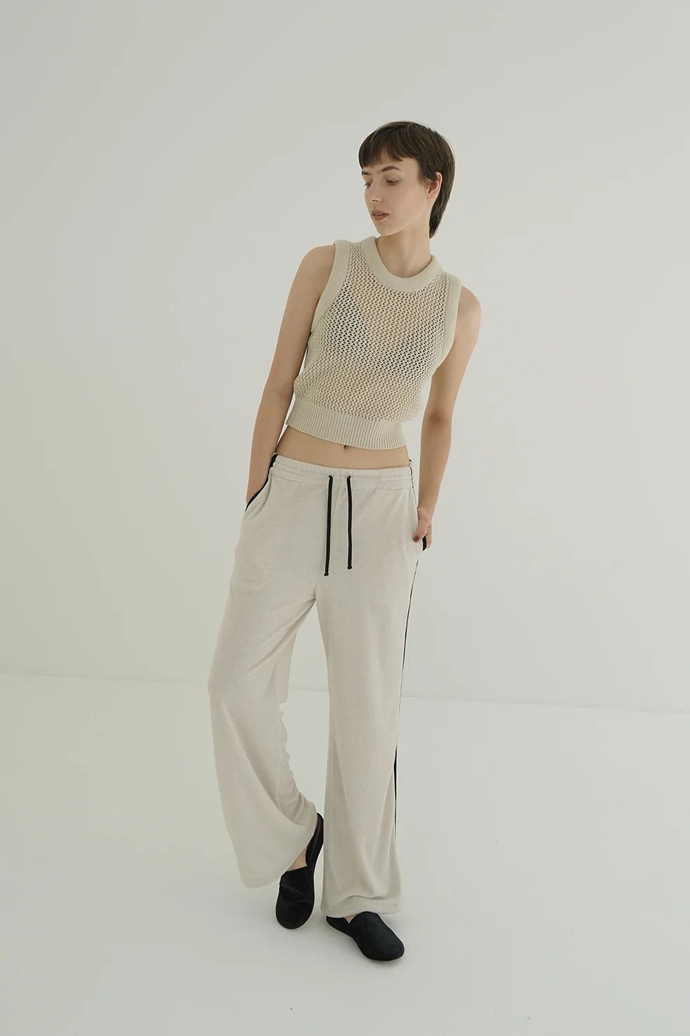 トップス CLANE 3D RIB KNIT TOPS CLANE - メッシュトップス - 3D RIB MESH KNIT TOPS - IVORY