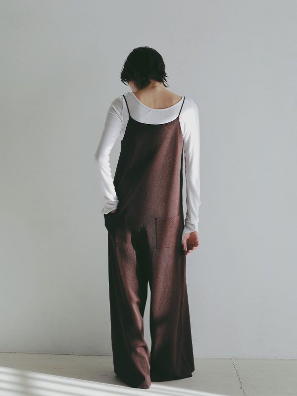 キャミソールニットオールインワン - BROWN