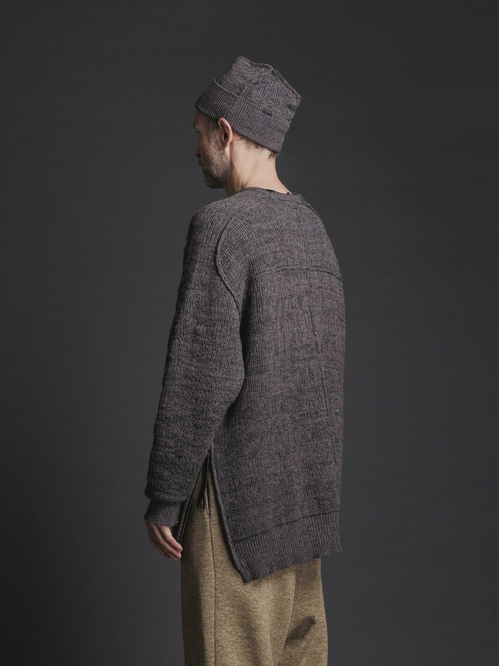 綿カシミヤ プルオーバーニット - GREY