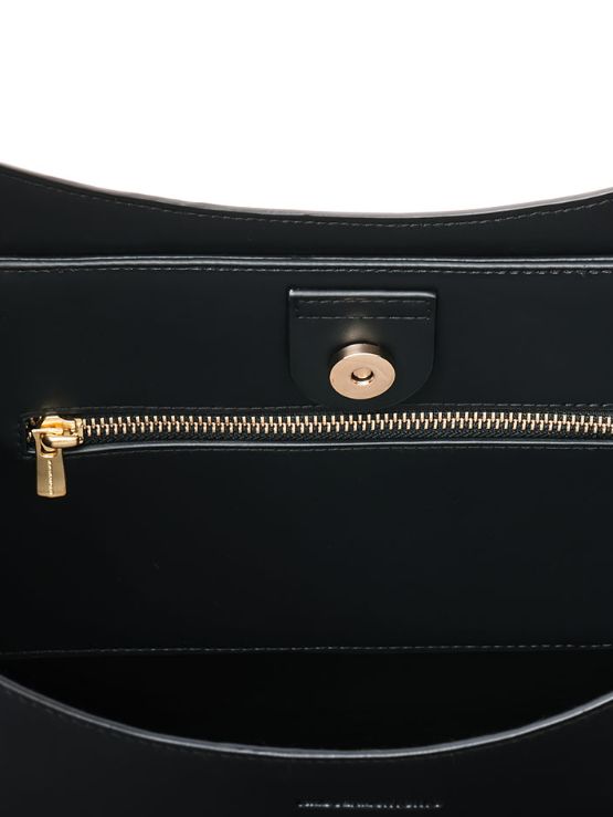 レザートートバッグ - CURVED LEATHER TOTE BAG / BLACK