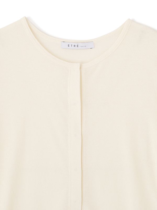 フロントスナップハーフスリーブエアリープルオーバー - OFF WHITE