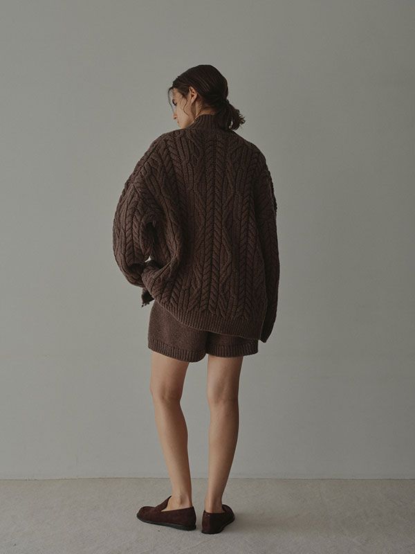 ローゲージニットショートパンツ (BROWN)