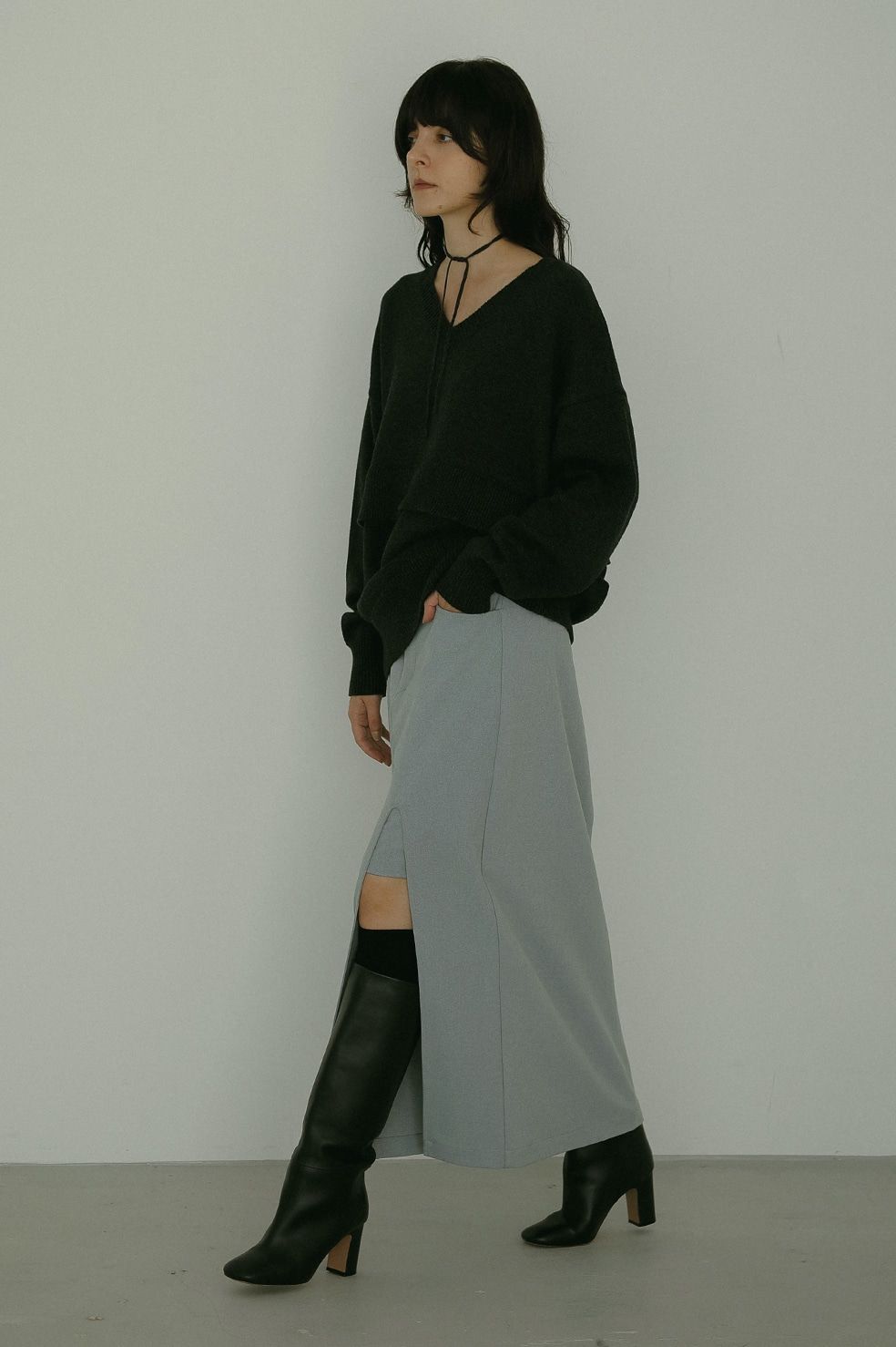 SLIT LAYERED SKIRT - スリットレイヤードミニスカート - LIGHT BLUE