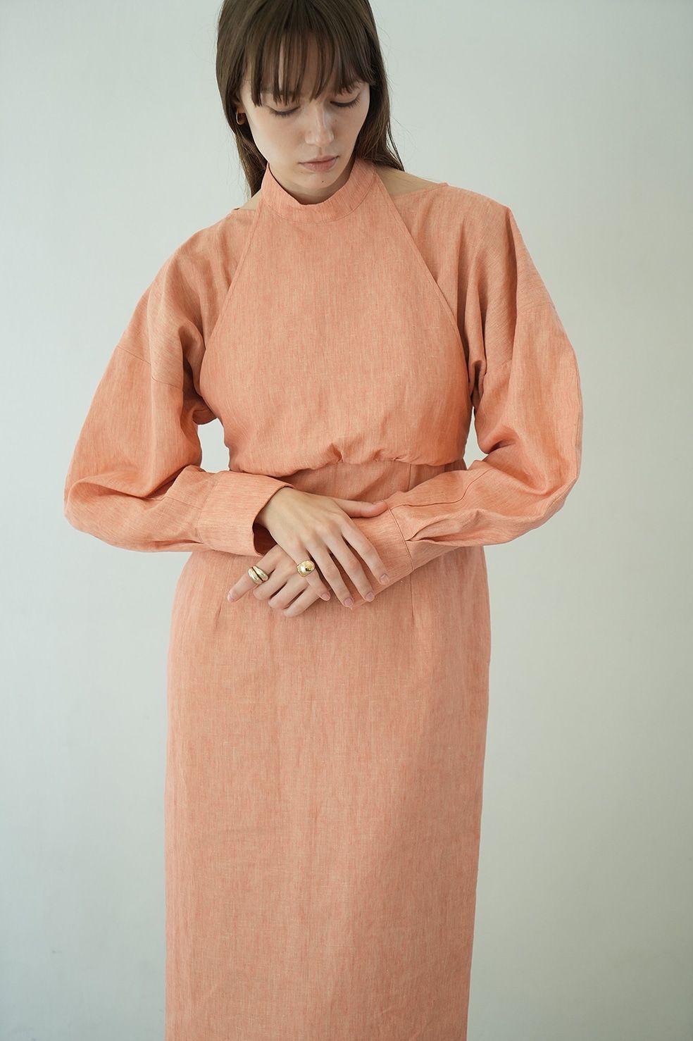 レイヤードワンピース -  HALTER LAYERED ONEPIECE - ORANGE