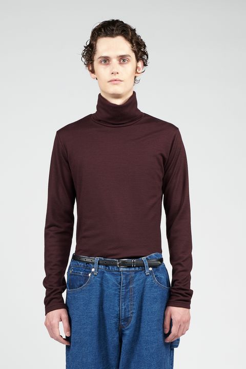 ウォッシャブル ウール タートルネック カットソー  - Washable Wool Turtle Neck BORDEAUX