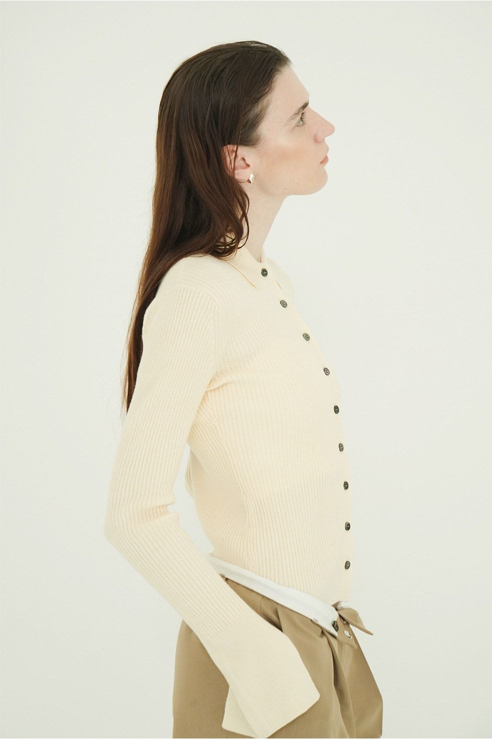 コンパクト ニットシャツ - COMPACT RIB KNIT SHIRTS (IVORY)