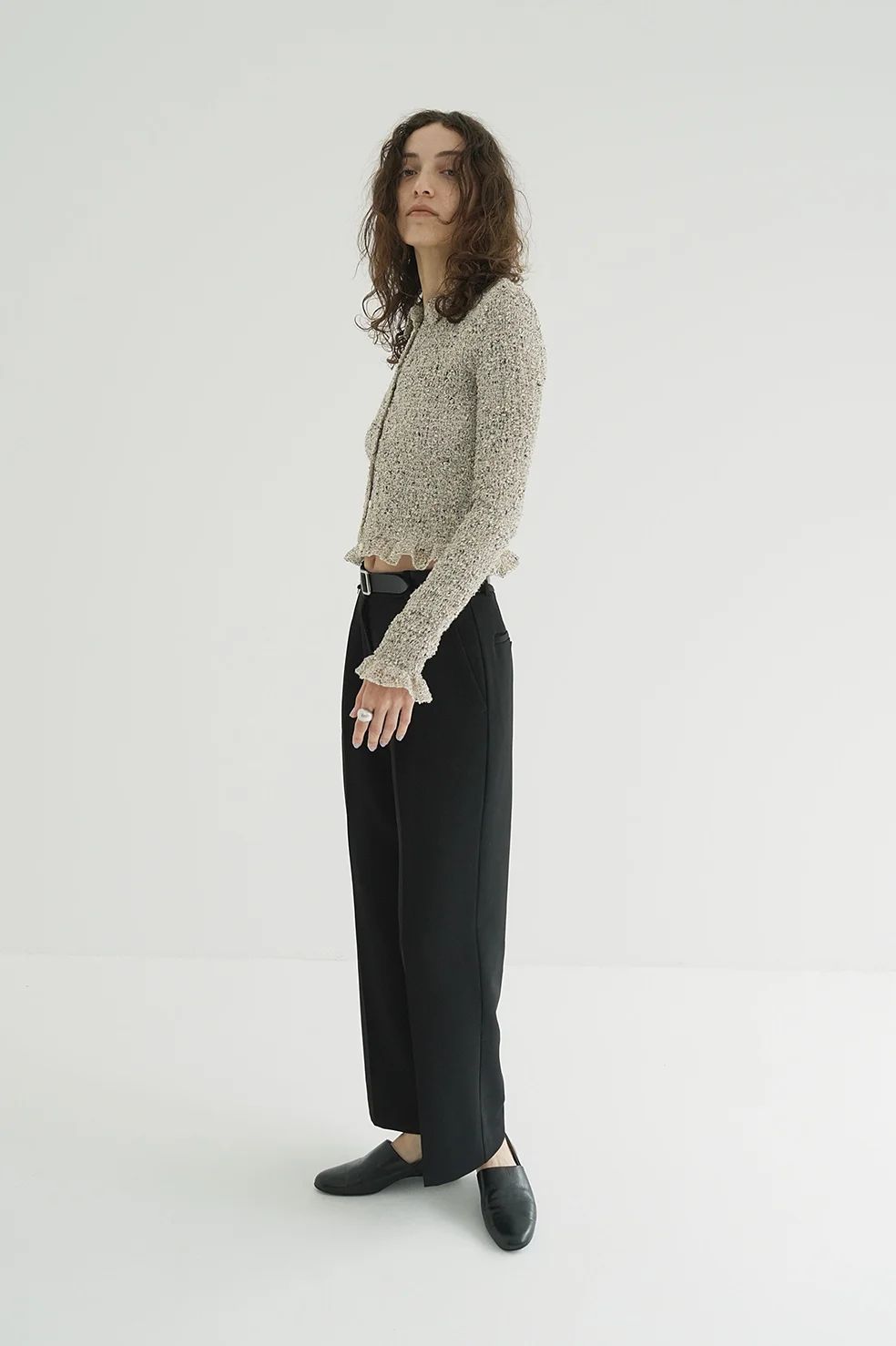 ミックメッシュギャザーシャツ -  MIX MESH GATHER SHIRT - IVORY