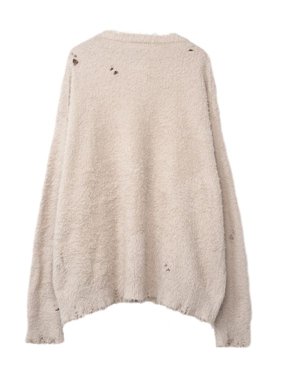コットンブラッシュドプルオーバーニット -  Cotton Brushed Pullover Knit - BEIGE
