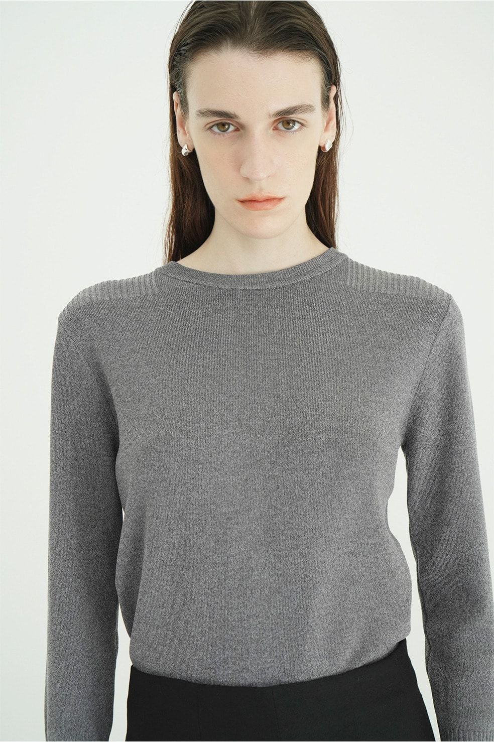 【26AW】ベーシックコンパクトニットトップス - BASIC COMPACT KNIT TOPS (GREY)