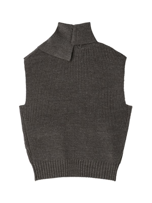 タックネックノースリルーズニットプルオーバー - GREY
