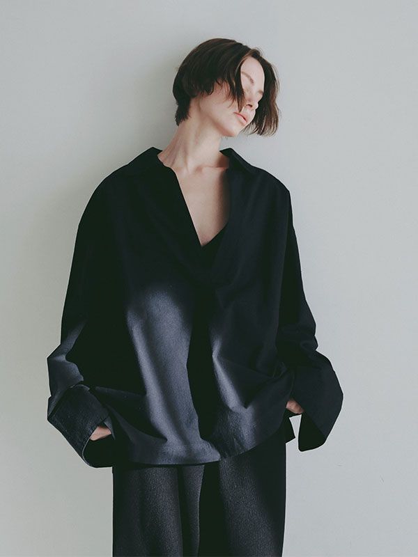 コットンシルクスキッパーシャツ - NAVY