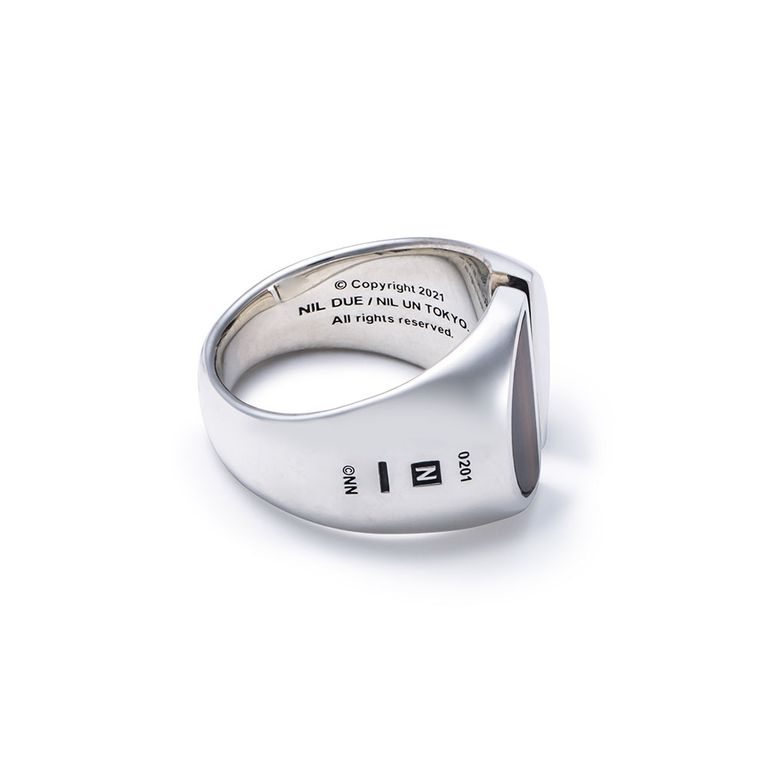 NIL DUE NIL UN TOKYO SPLIT CARVED SEAL RING SILVER TIGER EYE  ADDICT WEB SHOP